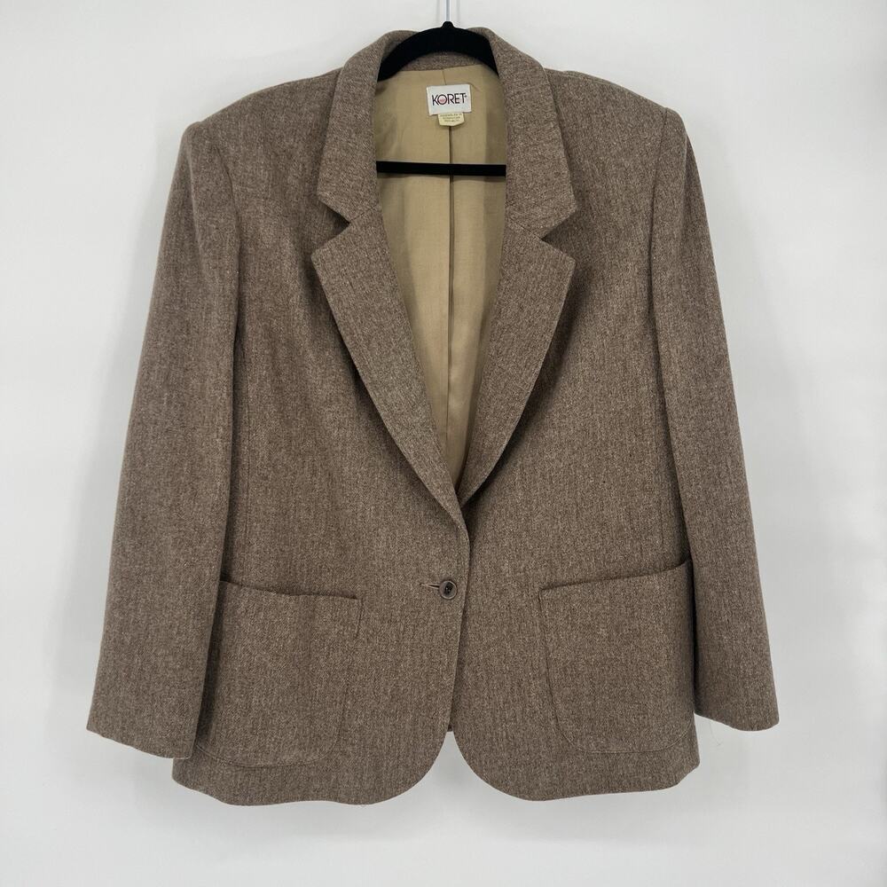 Vintage 100% Wool Blazer Womens 16W Fits US Women M/L Preppy Academia 90s